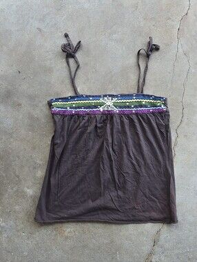 vtg y2k beaded Earthy Boho Fairy Celestial Whimisical Top size medium